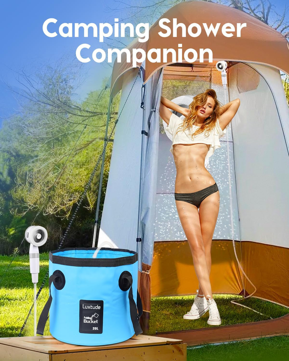 Collapsible Bucket with Handle, 5 Gallon(20L), Portable & Ultra Lightweight Outdoor Basin Bucket, Folding Bucket for Fishing, Camping, Hiking