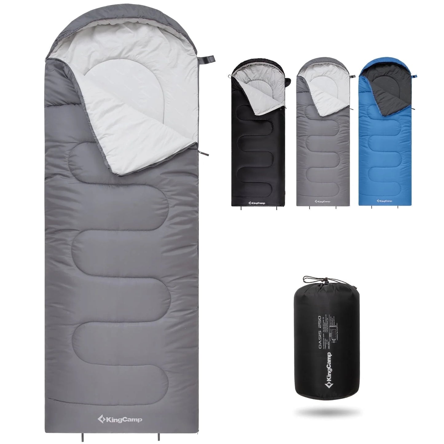 3-Season Cold Weather Sleeping Bag - Lightweight, Waterproof & Compression Sack Included, 27°F-54°F, Right Zip Design for Adults, Ideal for Camping, Backpacking & Travel (Grey)