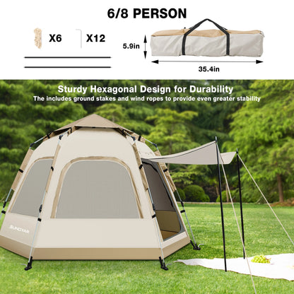 6-8 Person Tent for Camping, Camping Tent with Carry Bag, Instant Tent for Outdoor/Hiking/Traveling