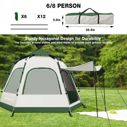 6-8 Person Tent for Camping, Camping Tent with Carry Bag, Instant Tent for Outdoor/Hiking/Traveling
