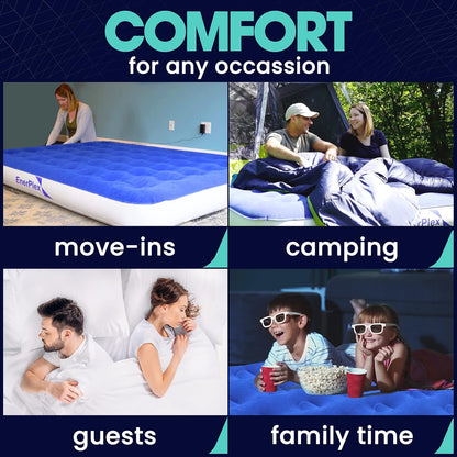 Camping Air Mattress with Built in Pump - Twin Blow up Mattress for Travel Guests - Portable Bed for Adults and Kids - Blue Open Box