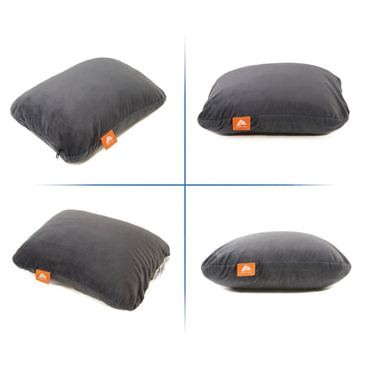 (2 Pack)  Memory Foam Camping Pillow, Adult Use, Dark Grey Color.