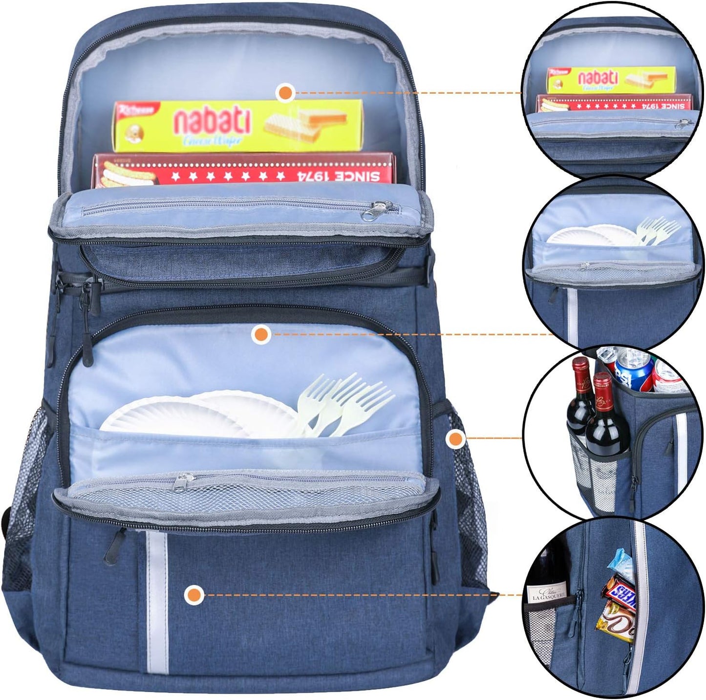 Backpack Cooler Leakproof Insulated Waterproof Backpack Cooler Bag, Lightweight Soft Beach Cooler Backpack for Men Women to Work Lunch Picnics Camping Hiking, 30 Cans