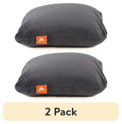 (2 Pack)  Memory Foam Camping Pillow, Adult Use, Dark Grey Color.