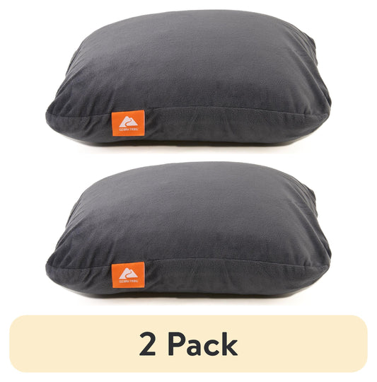 (2 Pack)  Memory Foam Camping Pillow, Adult Use, Dark Grey Color.