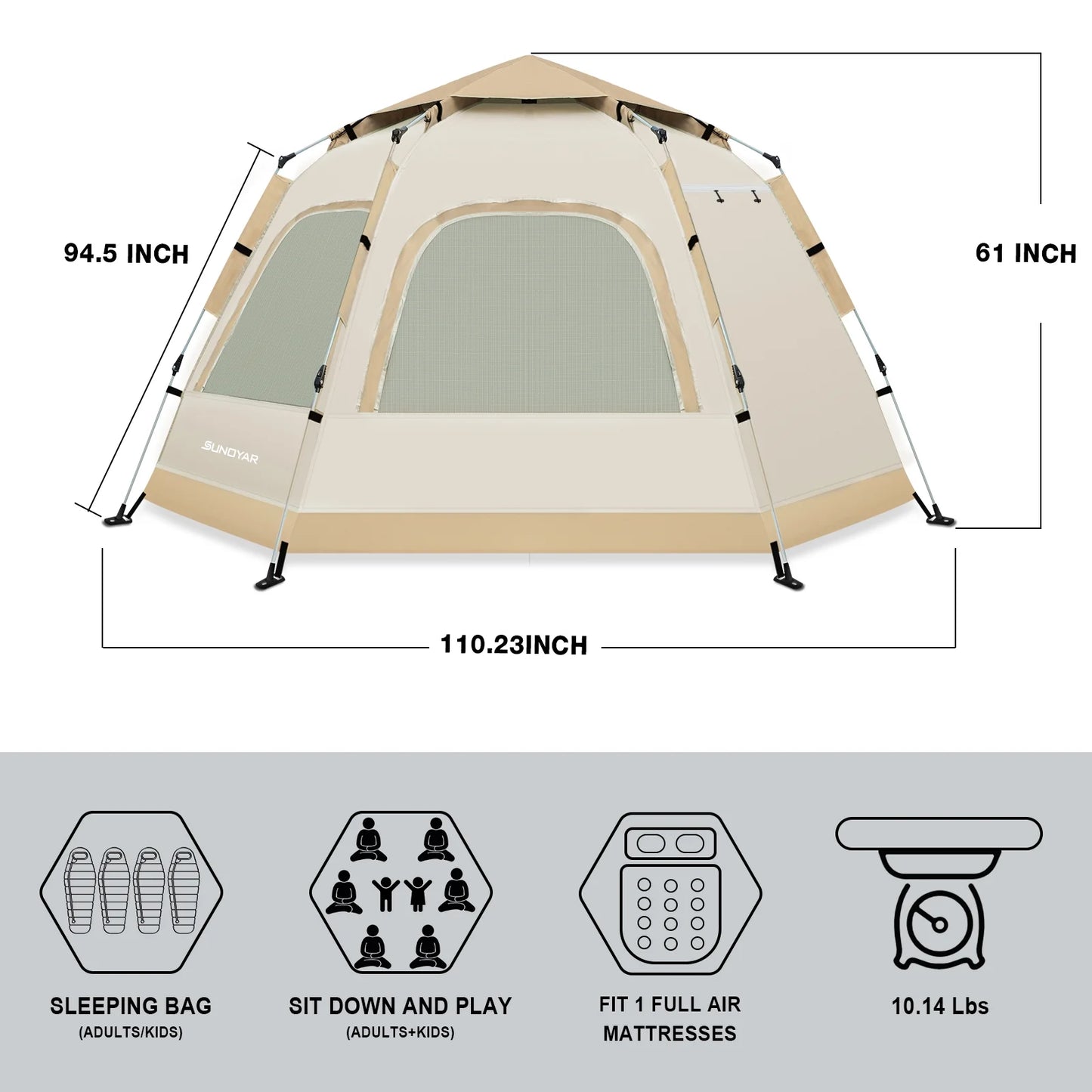 6-8 Person Tent for Camping, Camping Tent with Carry Bag, Instant Tent for Outdoor/Hiking/Traveling