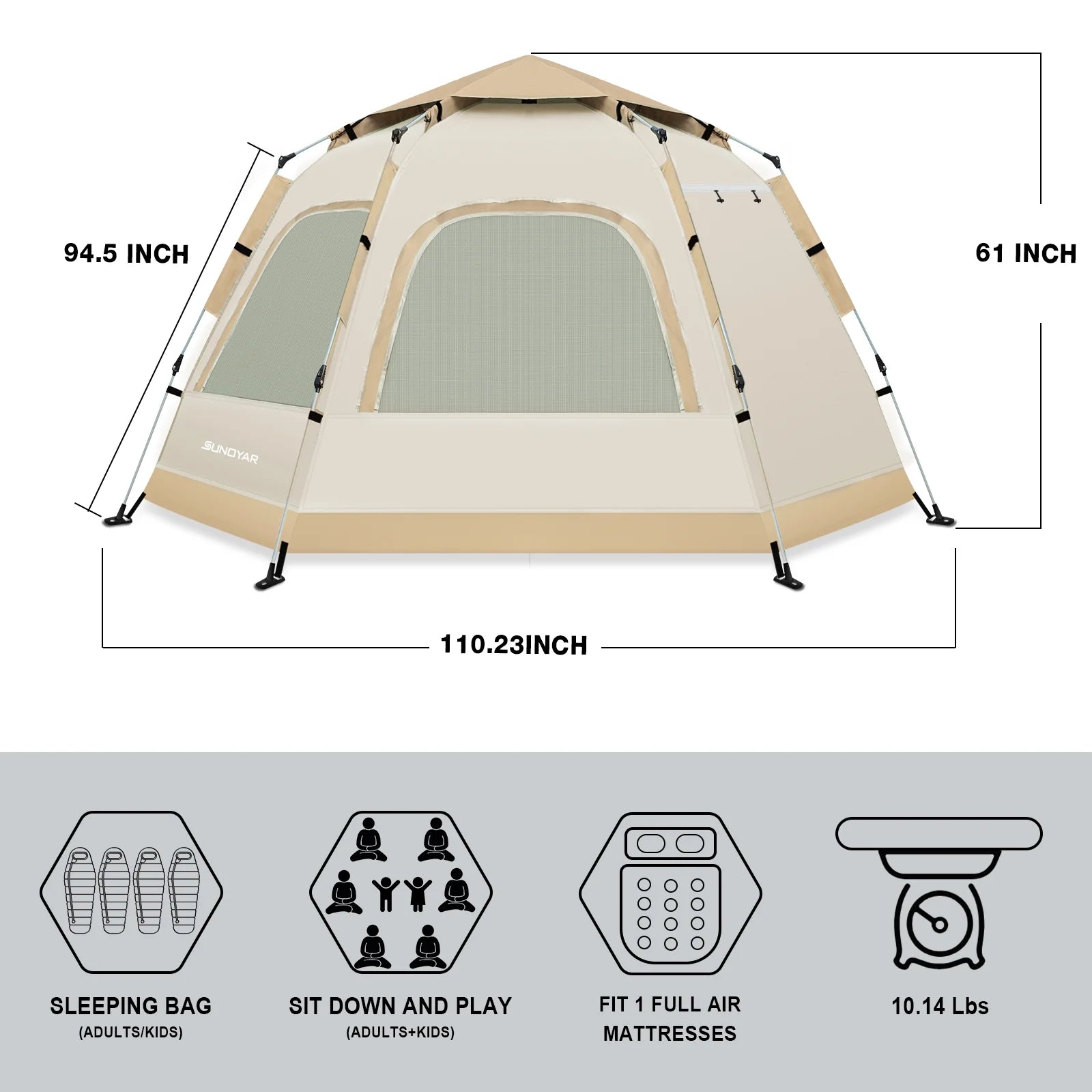 6-8 Person Tent for Camping, Camping Tent with Carry Bag, Instant Tent for Outdoor/Hiking/Traveling