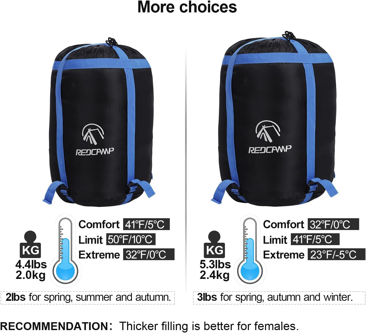 Flannel Sleeping Bag for Adults, Comfortable Cotton Sleeping Bags for Camping with Detachable Hood, Red/Grey/Blue