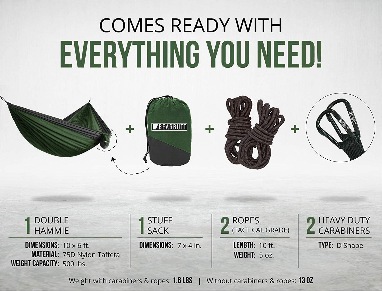 2 Person Portable Hammock - Backpacking to Camping - Double Hammock for Travel & Outdoor