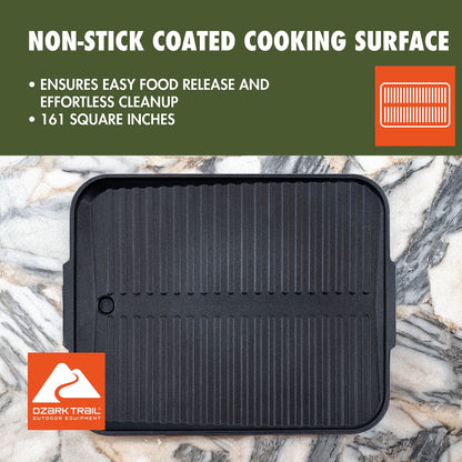 Outdoor Butane Griddle, 7650 BTU, 15"X12" Cast Aluminum Griddle Fits 4 Burgers, CSA Approved, Green Color