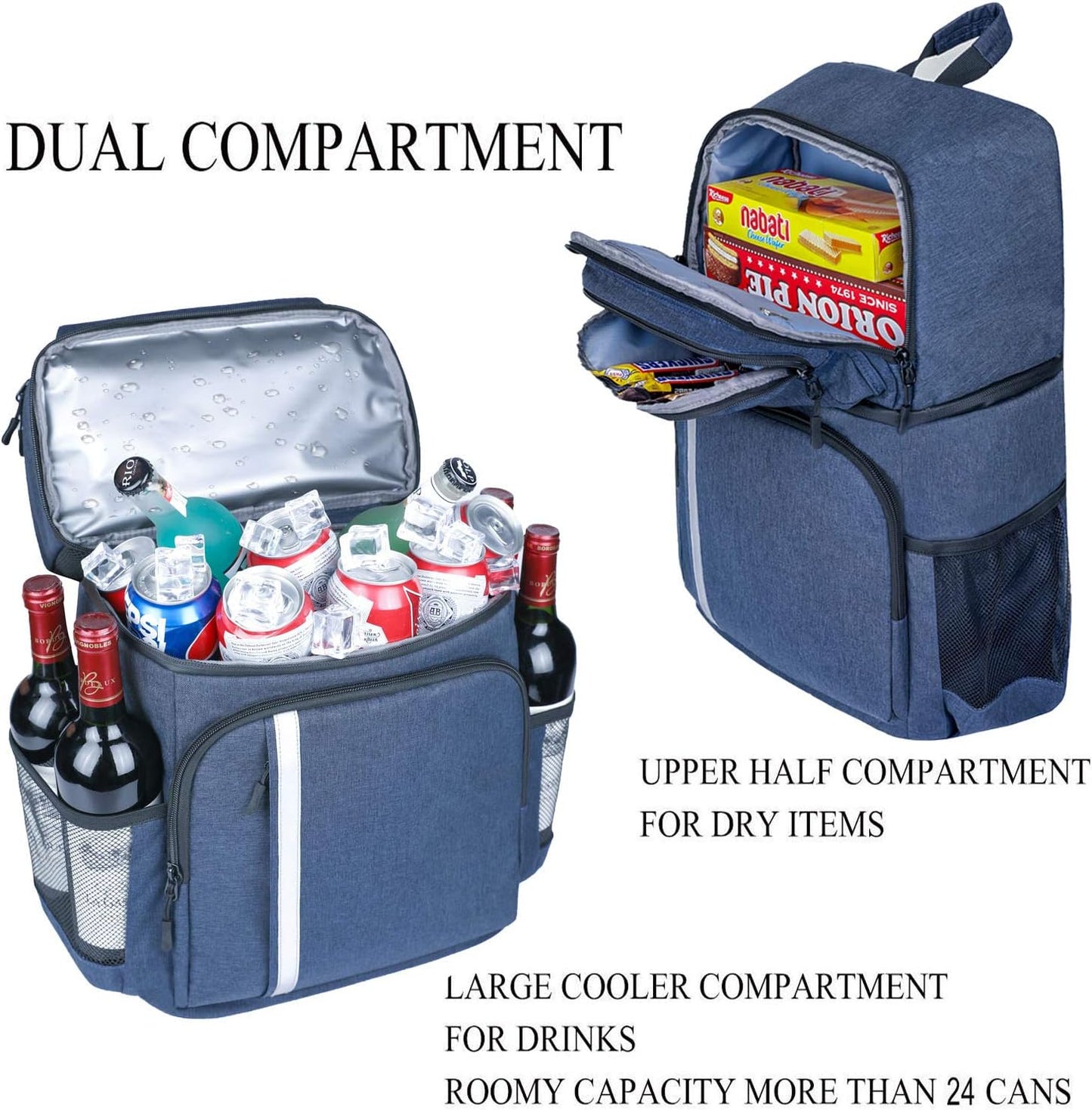 Backpack Cooler Leakproof Insulated Waterproof Backpack Cooler Bag, Lightweight Soft Beach Cooler Backpack for Men Women to Work Lunch Picnics Camping Hiking, 30 Cans