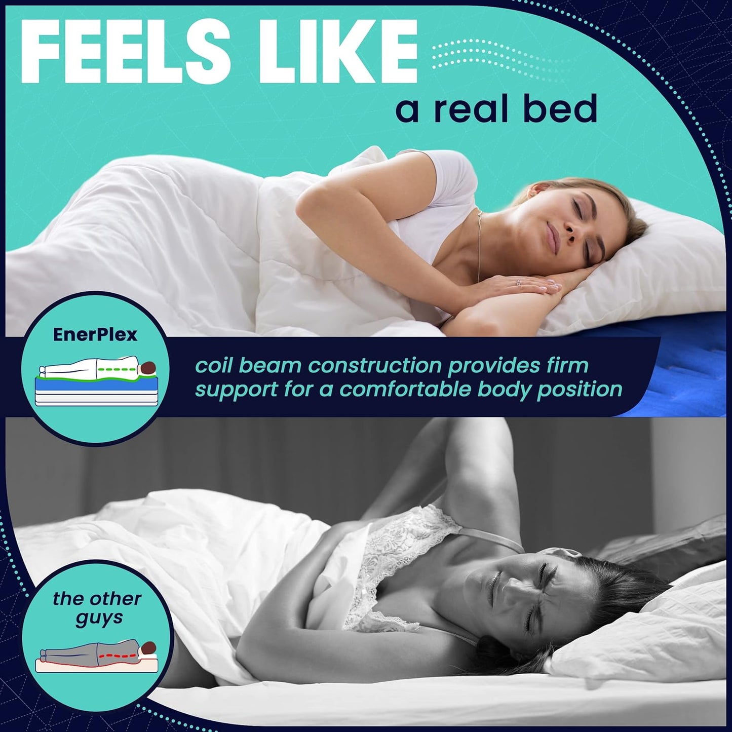 Camping Air Mattress with Built in Pump - Twin Blow up Mattress for Travel Guests - Portable Bed for Adults and Kids - Blue Open Box