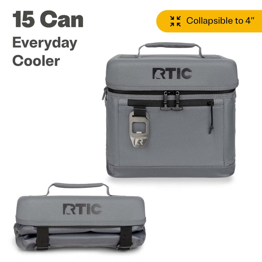 15 Can Everyday Cooler, Insulated Soft Cooler with Collapsible Design, Smoke