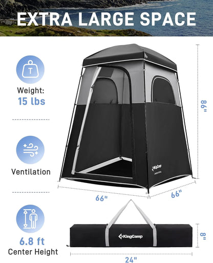 Shower Tent, Portable Camping Bathroom Tent with 5 Gallon Solar Heated Bag, Outdoor Privacy Changing Room Tent, Privacy Shelter for Toilet, Dressing Outdoor Camping, Hiking