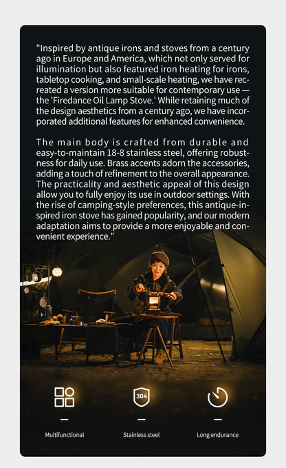 ThousWinds Firedance Oil Lamp Stove – Retro Stainless Steel Camping Lantern & Portable Cooking Stove