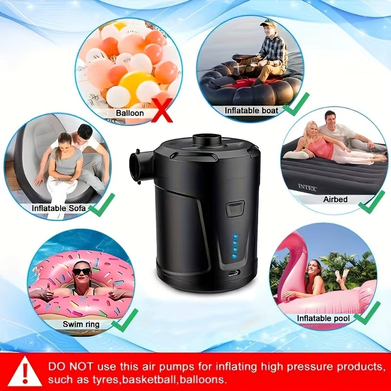 5200MAH Portable Portable Air Pump Outdoor Camping Air Mattress Swimming Pool Swimming Ring Inflatable Sofa Air Pump Home