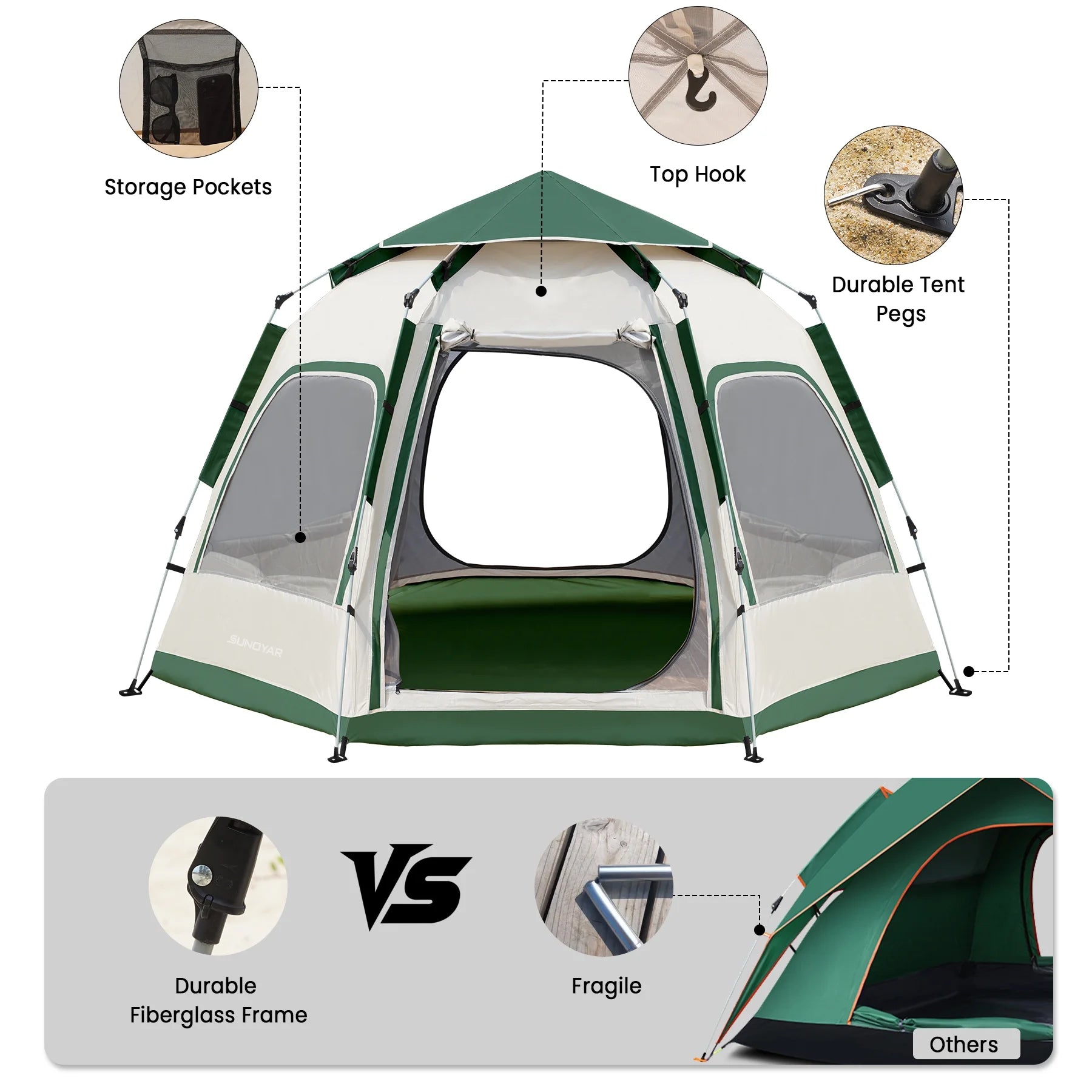 6-8 Person Tent for Camping, Camping Tent with Carry Bag, Instant Tent for Outdoor/Hiking/Traveling