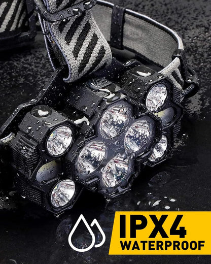 Head Torch Rechargeable 2023 Upgraded 22000 Lumen Head Torches LED Super Bright Rechargeable Headlight 10 Leds 10 Modes Headlamp Hands