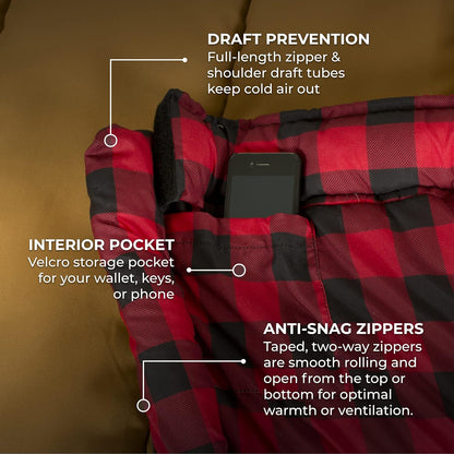 Deer Hunter -35F and 0F Degree Sleeping Bag. Warm and Comfortable Camping Sleeping Bags, Teton Tough Canvas Shell for Camping, Hunting, and Cold Weather