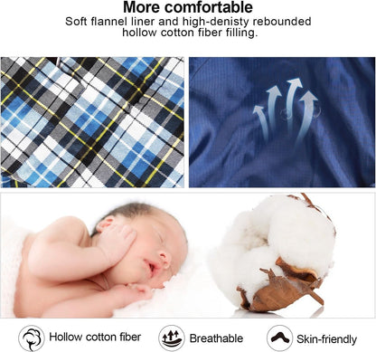 Flannel Sleeping Bag for Adults, Comfortable Cotton Sleeping Bags for Camping with Detachable Hood, Red/Grey/Blue