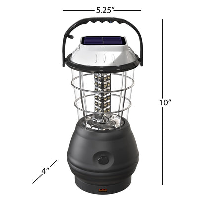 Solar Powered, Crank Dynamo, Battery Operated Lantern- 4 Ways to Power- 180 Lumen 36-LED with Adjustable Settings for Camping, Emergency by
