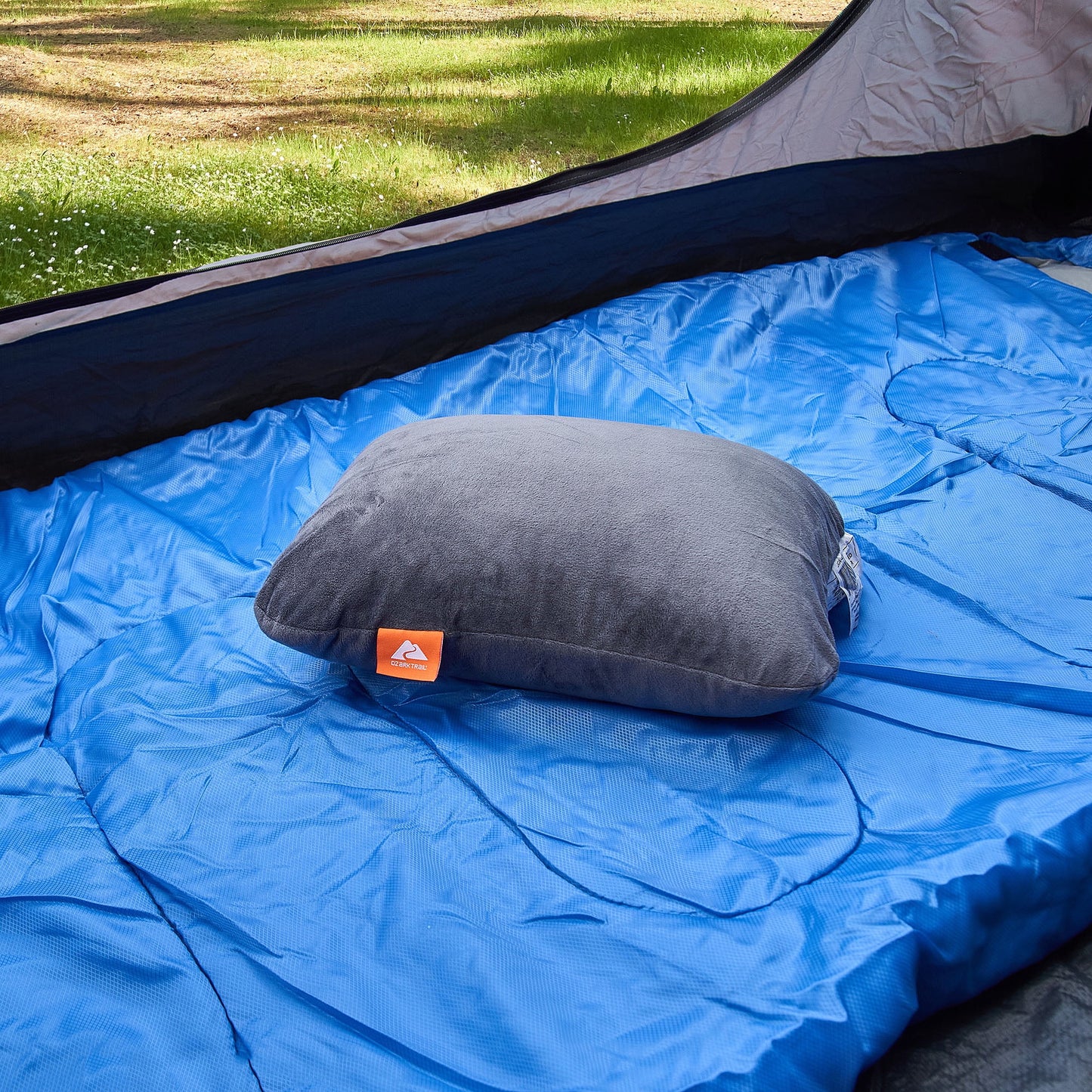 (2 Pack)  Memory Foam Camping Pillow, Adult Use, Dark Grey Color.