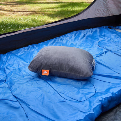 (2 Pack)  Memory Foam Camping Pillow, Adult Use, Dark Grey Color.
