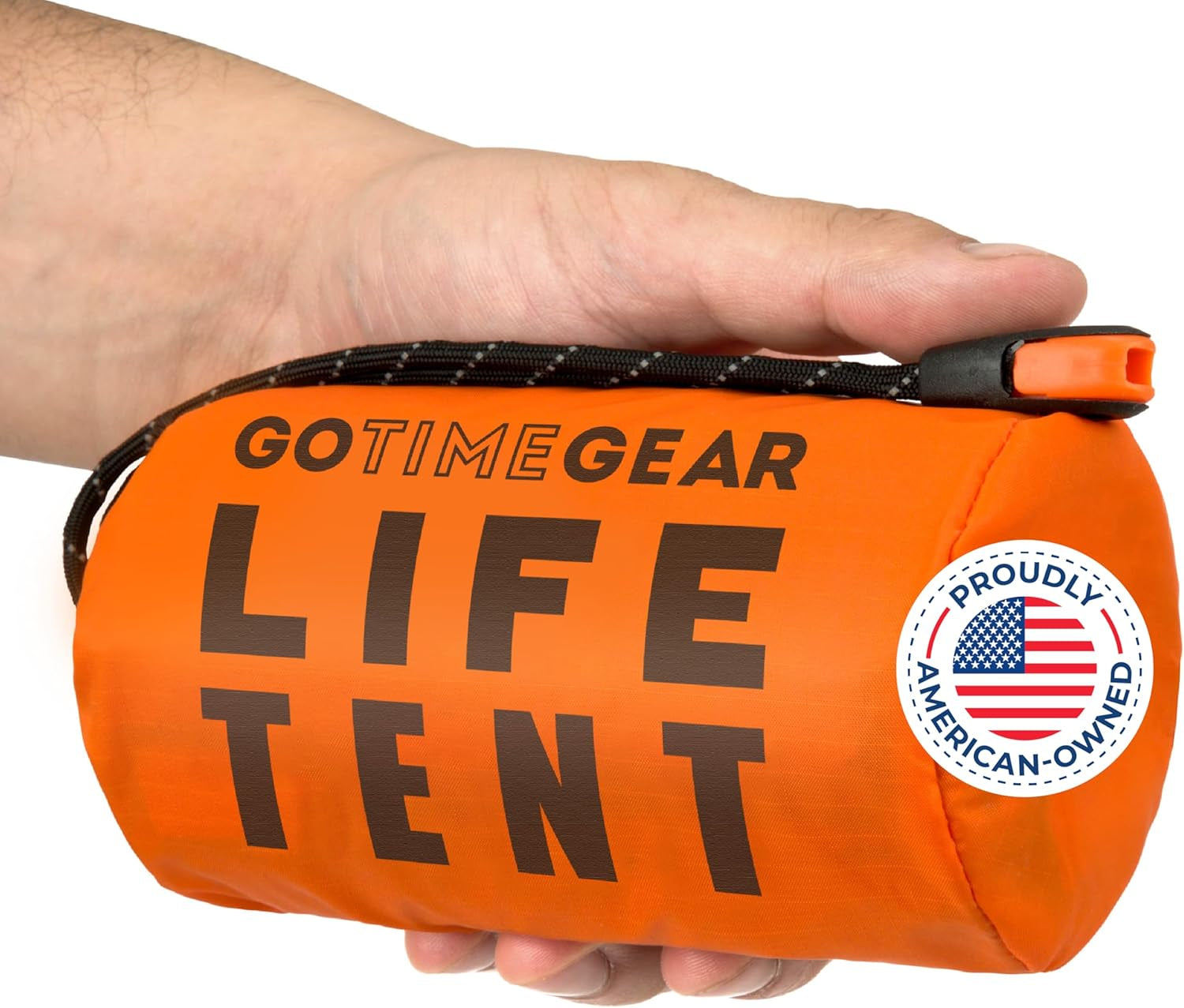 Survival Life Tent • 2 Person Mylar Emergency Shelter Tube Tent + Paracord • All-Weather Protection for Camping, Hiking, & Survival Kits • Includes Emergency Whistle
