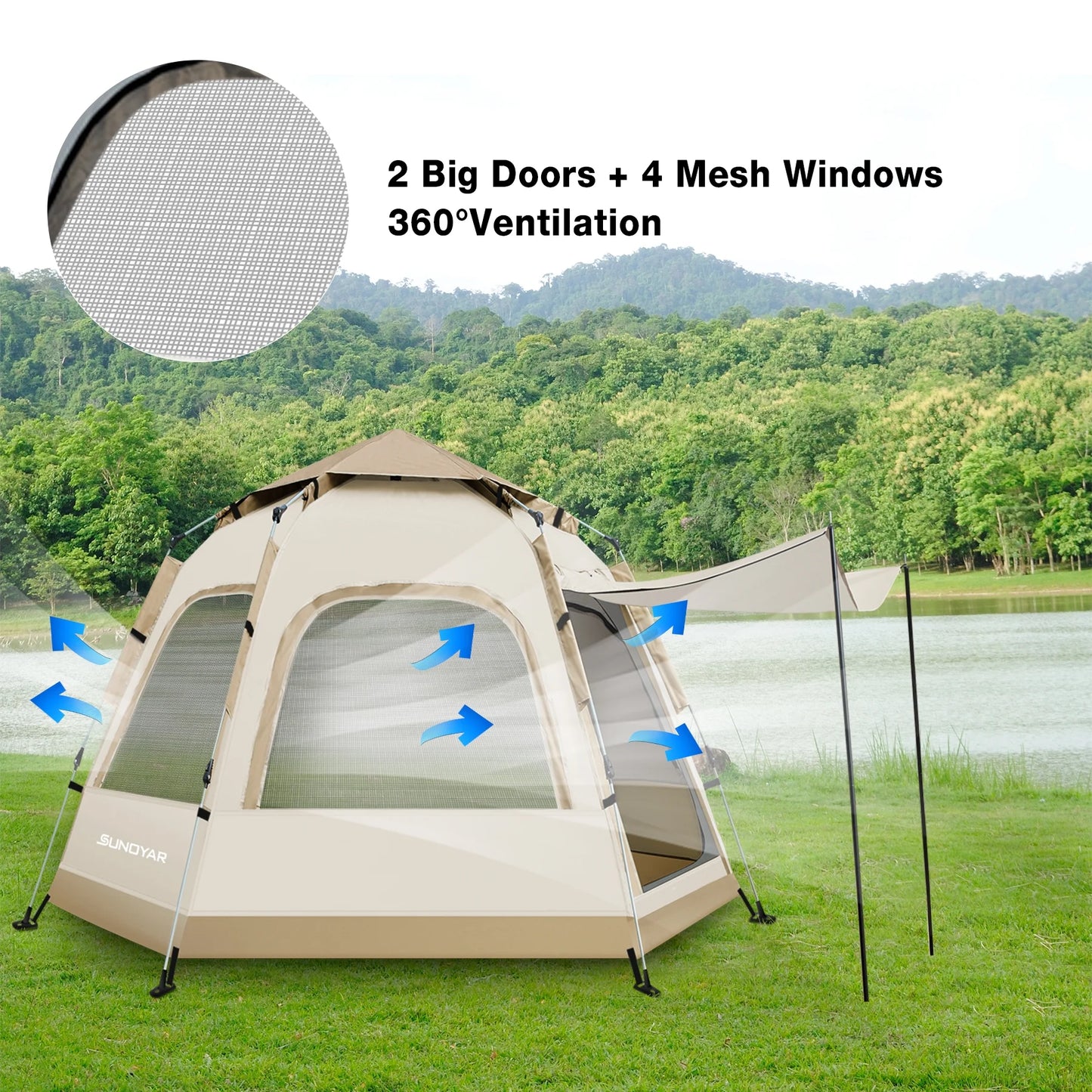 6-8 Person Tent for Camping, Camping Tent with Carry Bag, Instant Tent for Outdoor/Hiking/Traveling