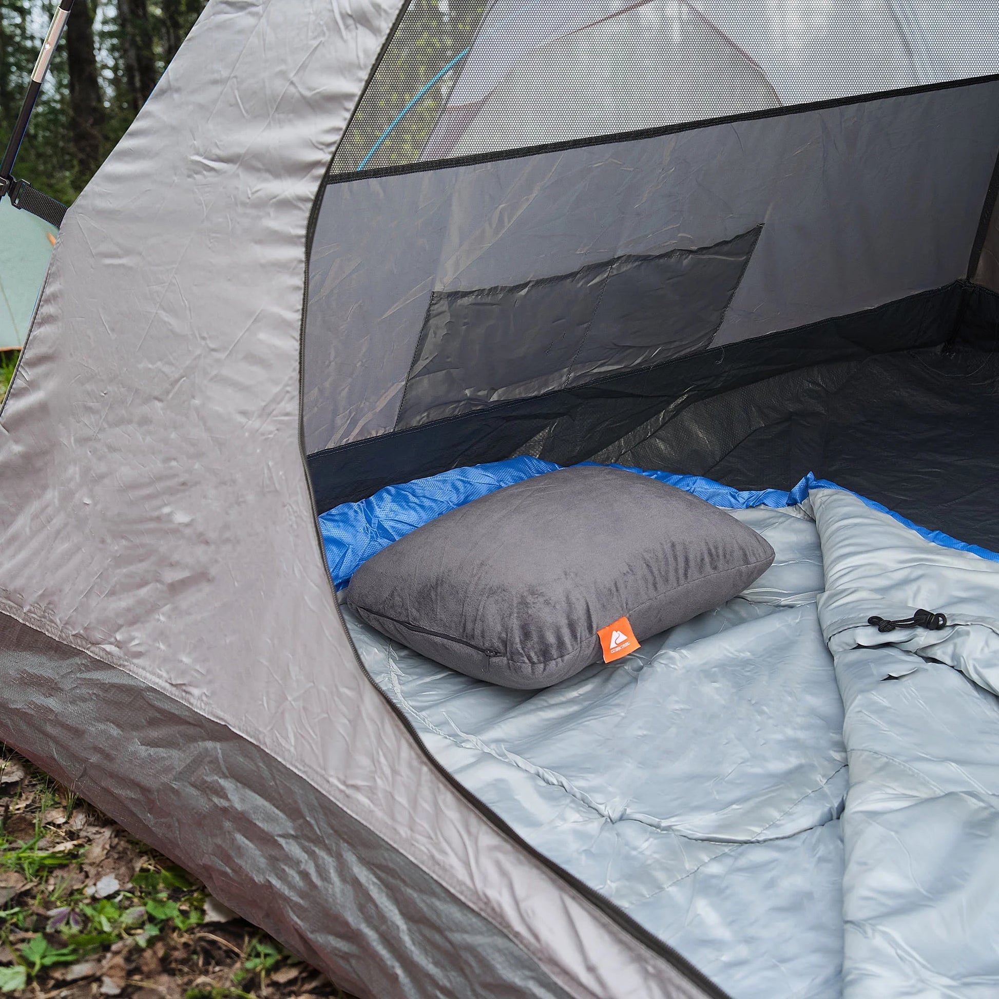 (2 Pack)  Memory Foam Camping Pillow, Adult Use, Dark Grey Color.