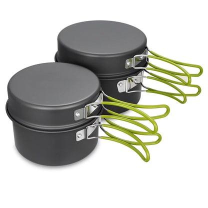 Camping Cookware Set Camping Gear Campfire Utensils Non-Stick Cooking Equipment Lightweight Stackable Pot Pan Bowls with Storage Bag for Outdoor Hiking