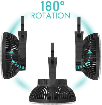 Panergy Camping Tent Fan with LED Lantern, Camp Fan Rechargeable, 10000Mah Battery Operated Fan, Max. 28H Working Time, Powerful & Quiet, Portable Fan with Hook for Tent and Emergency