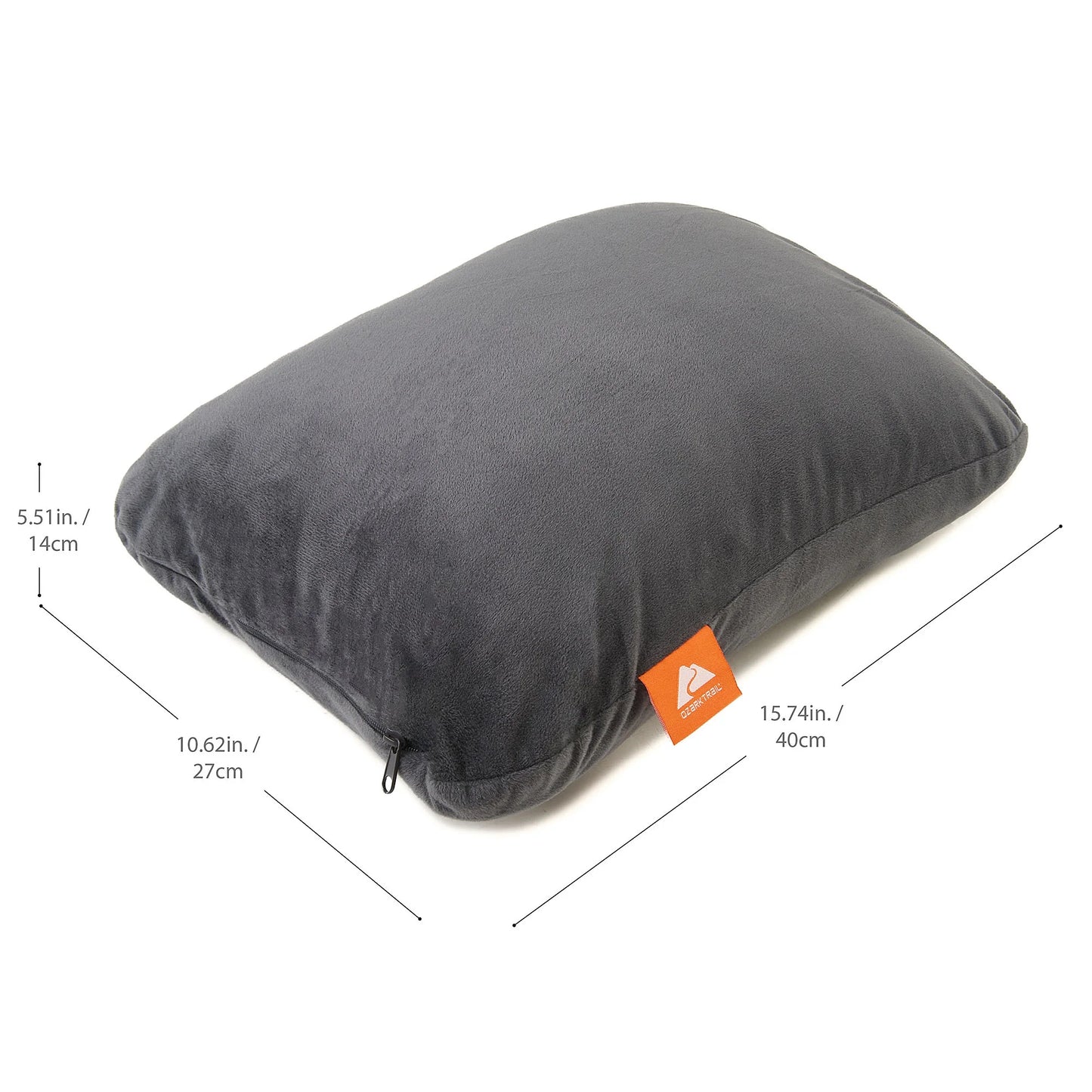 (2 Pack)  Memory Foam Camping Pillow, Adult Use, Dark Grey Color.