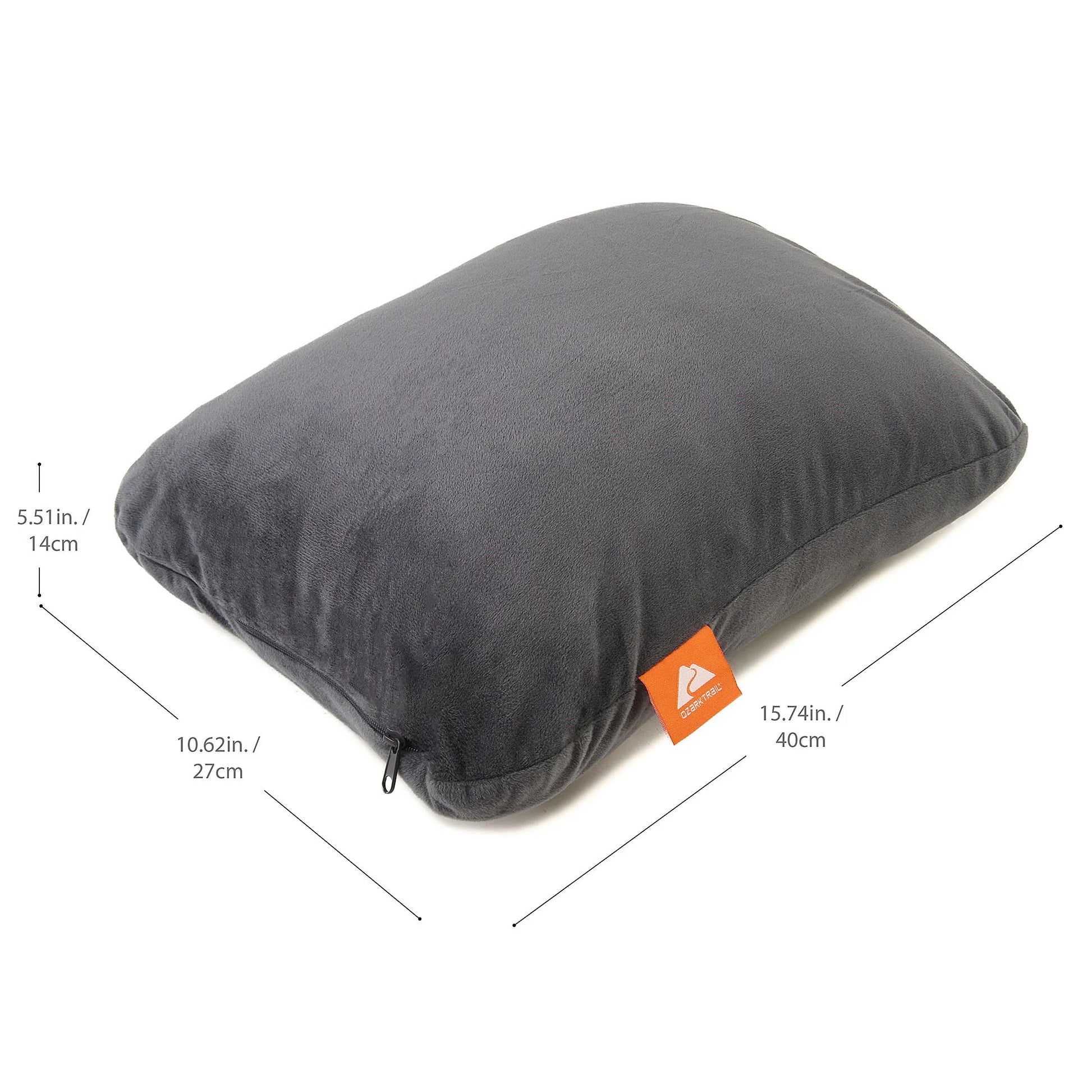 (2 Pack)  Memory Foam Camping Pillow, Adult Use, Dark Grey Color.