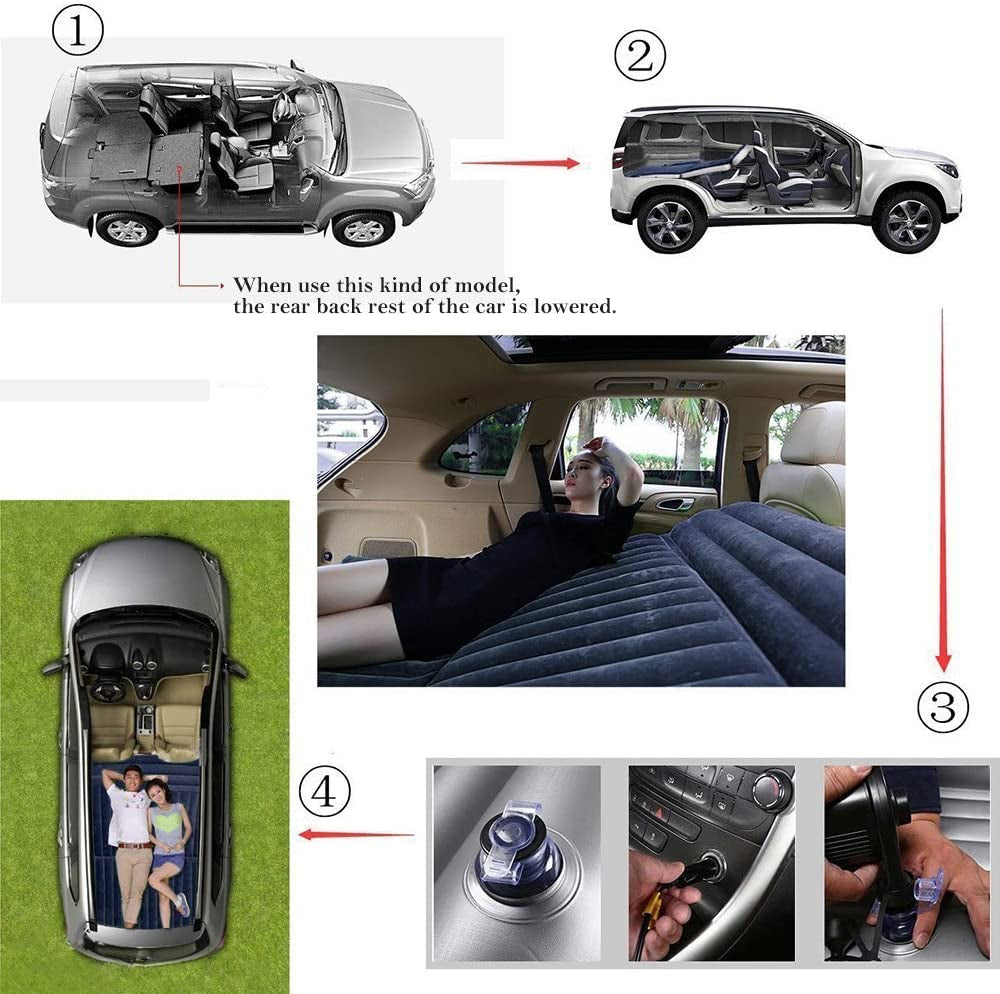 SUV Air Mattress, Thickened Car Bed Inflatable Home Air Mattress Portable Camping Outdoor Mattress, Flocking Surface, Fast Inflation (Mattress 1)