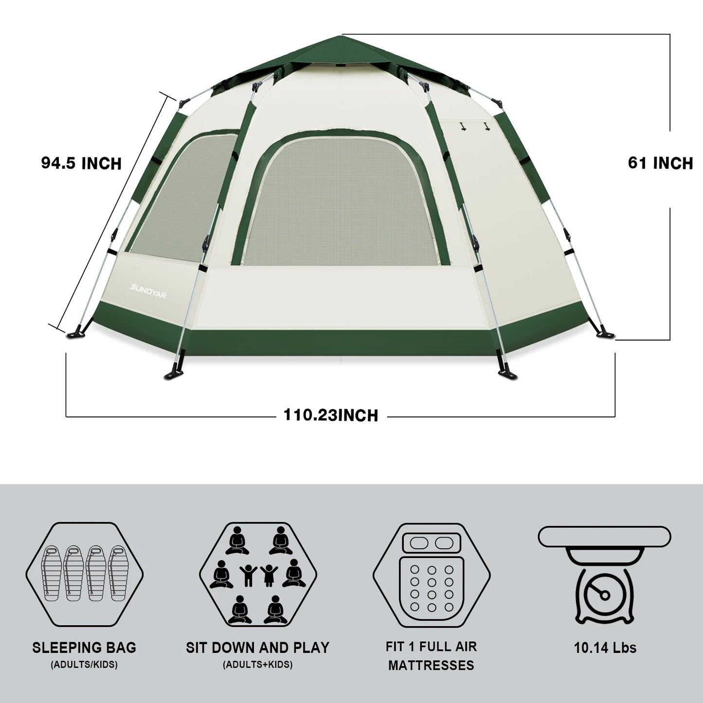 6-8 Person Tent for Camping, Camping Tent with Carry Bag, Instant Tent for Outdoor/Hiking/Traveling