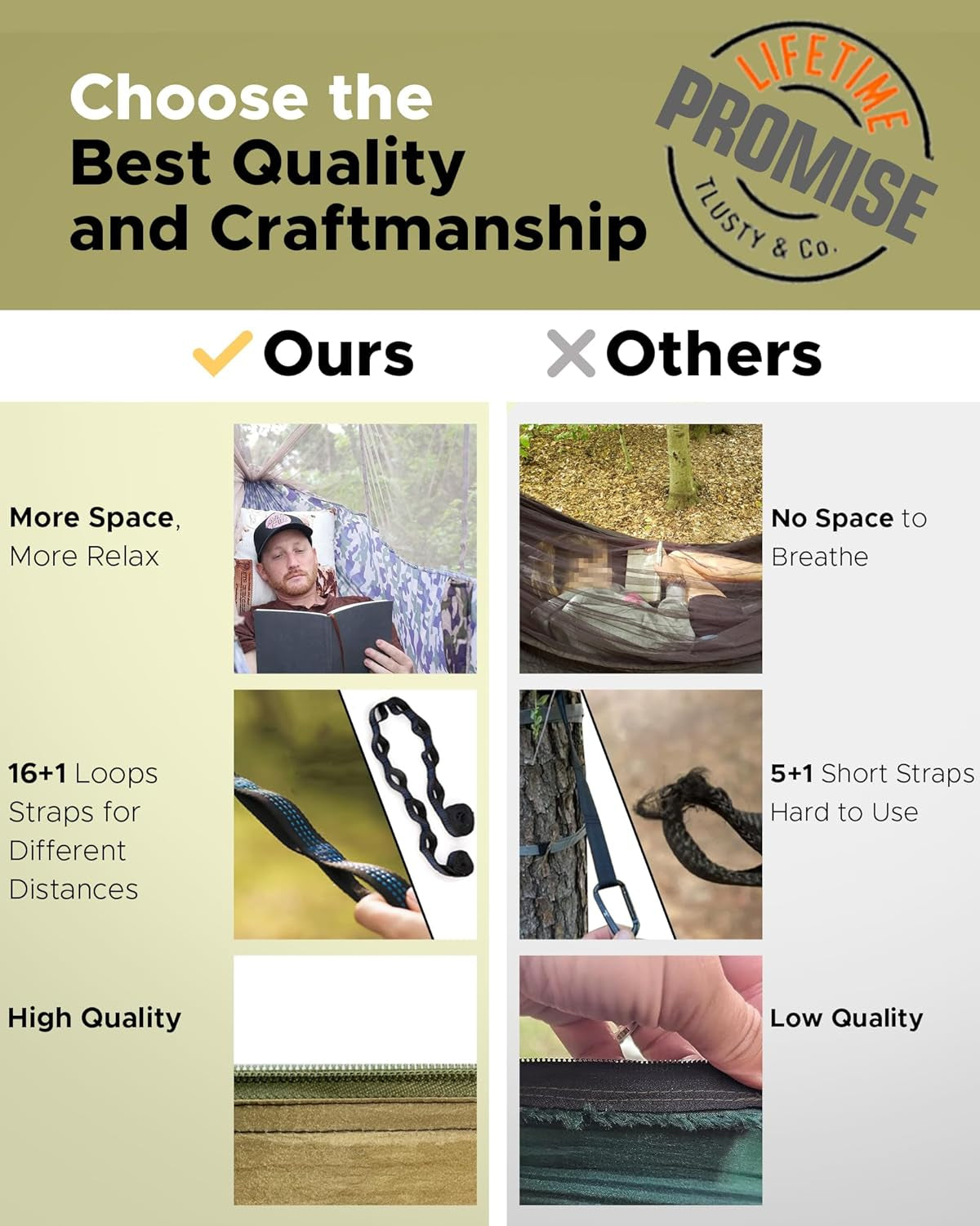 Camping Hammock, Portable Single & Double Hammock with Net, 2 Person Hammock Tent with 2 * 10Ft Straps, Best for Outdoor Hiking Survival Travel