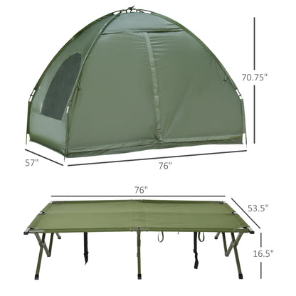 2 Person Foldable Camping Cot with Tent, Bedspread, Air Mattress