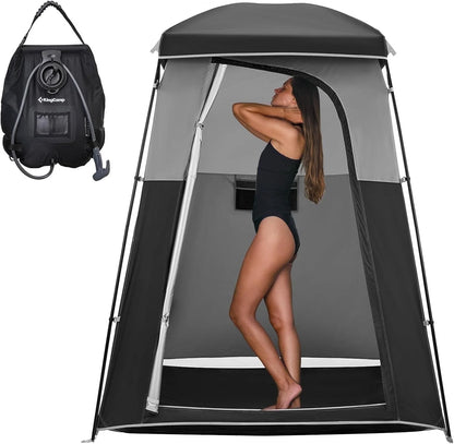 Shower Tent, Portable Camping Bathroom Tent with 5 Gallon Solar Heated Bag, Outdoor Privacy Changing Room Tent, Privacy Shelter for Toilet, Dressing Outdoor Camping, Hiking