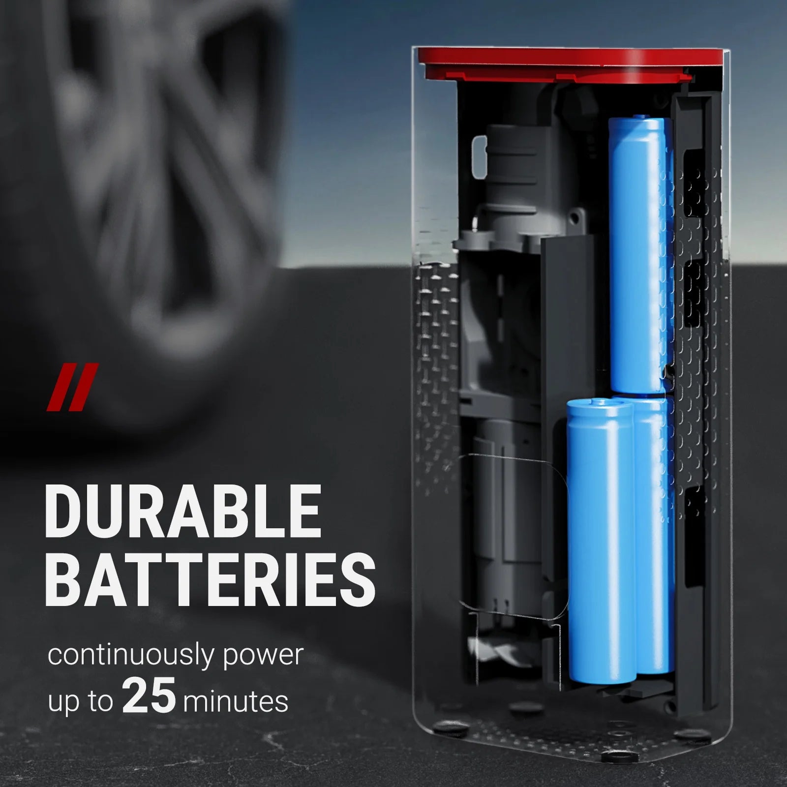 150 Psi Cordless Tire Inflator Portable Compressor, Quick Inflation, Auto Shutoff, LED Light, Accs, Red