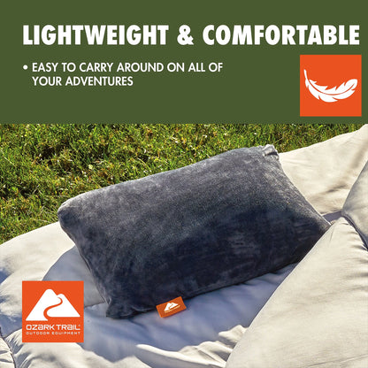 (2 Pack)  Memory Foam Camping Pillow, Adult Use, Dark Grey Color.
