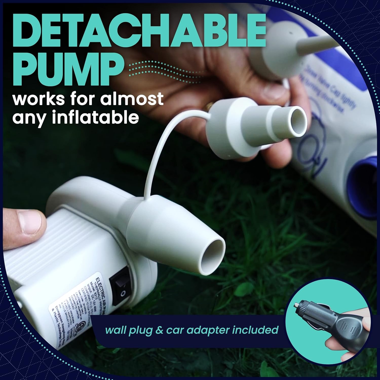 Camping Air Mattress with Built in Pump - Twin Blow up Mattress for Travel Guests - Portable Bed for Adults and Kids - Blue Open Box