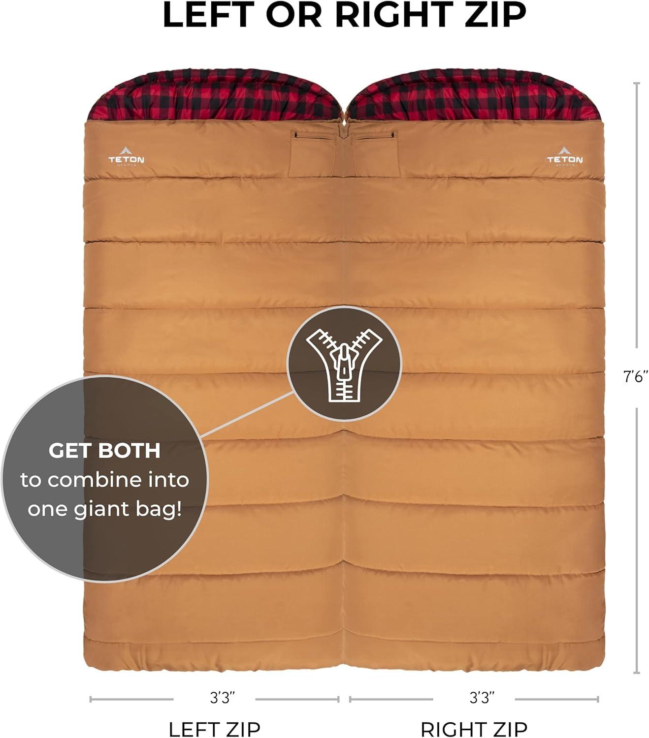Deer Hunter -35F and 0F Degree Sleeping Bag. Warm and Comfortable Camping Sleeping Bags, Teton Tough Canvas Shell for Camping, Hunting, and Cold Weather