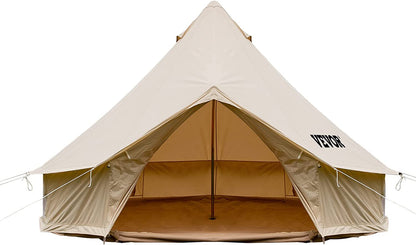 Canvas Bell Tent - 4 Seasons Breathable 100% Cotton Canvas Yurt - W/Stove Jack, Luxury Glamping Tent Waterproof for Family Camping, Hunting, Party