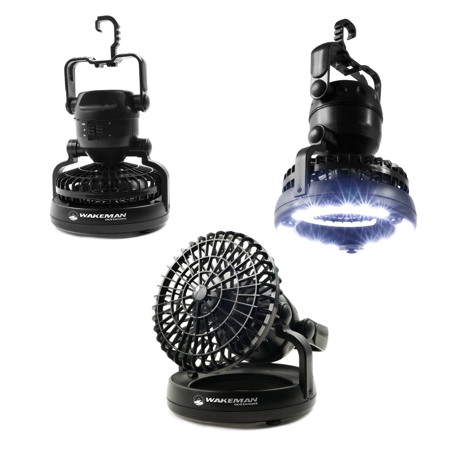 Wakeman Outdoors Camping Lantern with Ceiling Fan 18 LED Bulbs 2-Speed