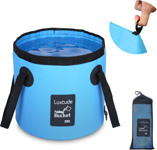 Collapsible Bucket with Handle, 5 Gallon(20L), Portable & Ultra Lightweight Outdoor Basin Bucket, Folding Bucket for Fishing, Camping, Hiking