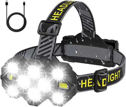 Head Torch Rechargeable 2023 Upgraded 22000 Lumen Head Torches LED Super Bright Rechargeable Headlight 10 Leds 10 Modes Headlamp Hands