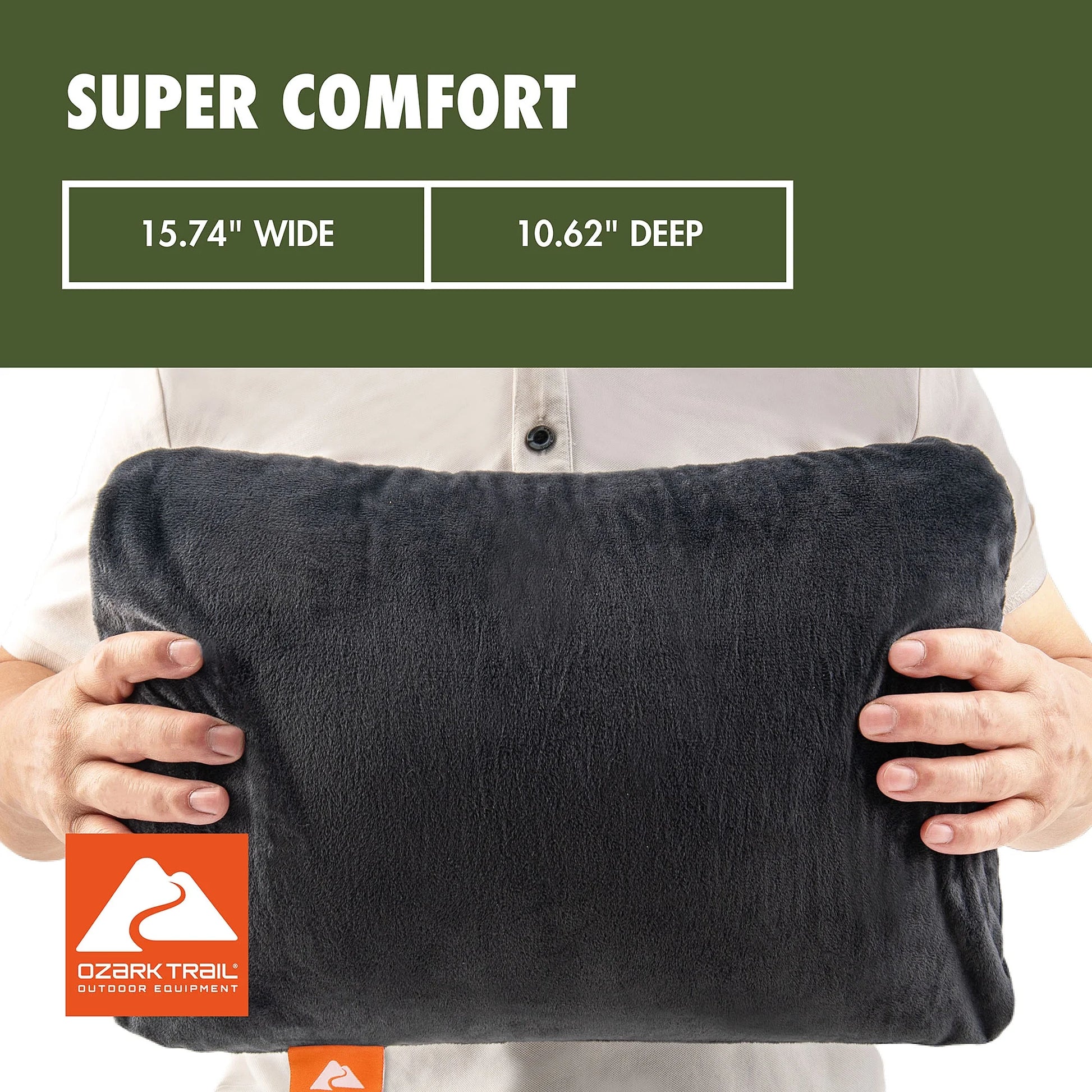 (2 Pack)  Memory Foam Camping Pillow, Adult Use, Dark Grey Color.