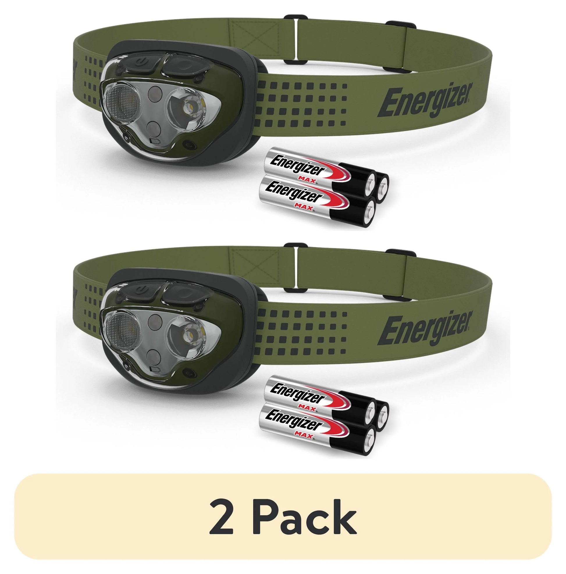 (2 Pack)  Vision Ultra HD LED Headlamp, Bright 550 Lumens, for Camping, Running, Jogging, Hunting, Hiking, Reading and Tactical Use, 3 AAA Batteries Included