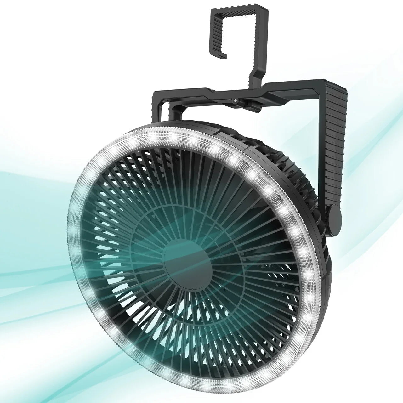 Panergy Camping Tent Fan with LED Lantern, Camp Fan Rechargeable, 10000Mah Battery Operated Fan, Max. 28H Working Time, Powerful & Quiet, Portable Fan with Hook for Tent and Emergency